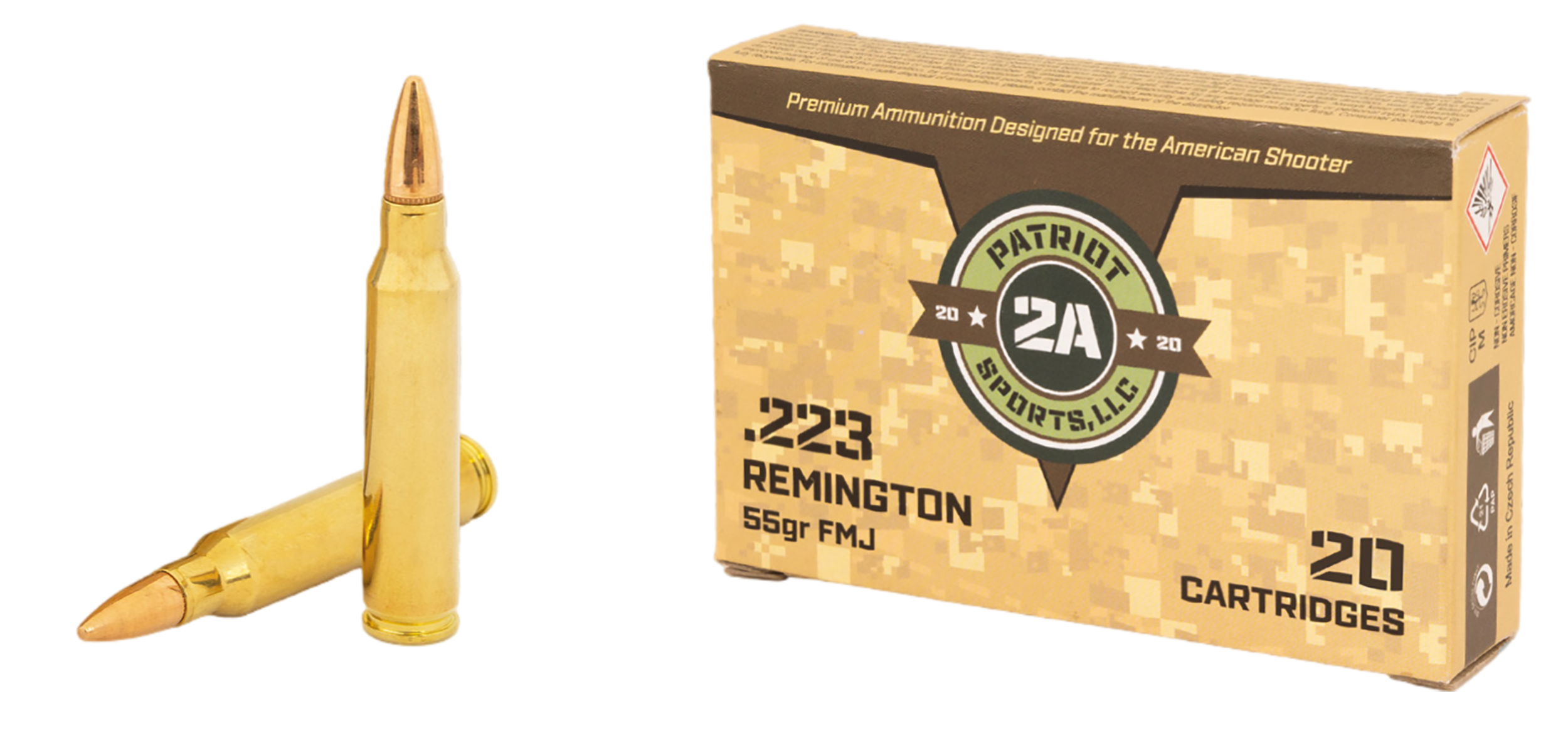 Patriot Sports LLC 223 Rem 55 gr Full Metal Jacket 20 RD - P223055F