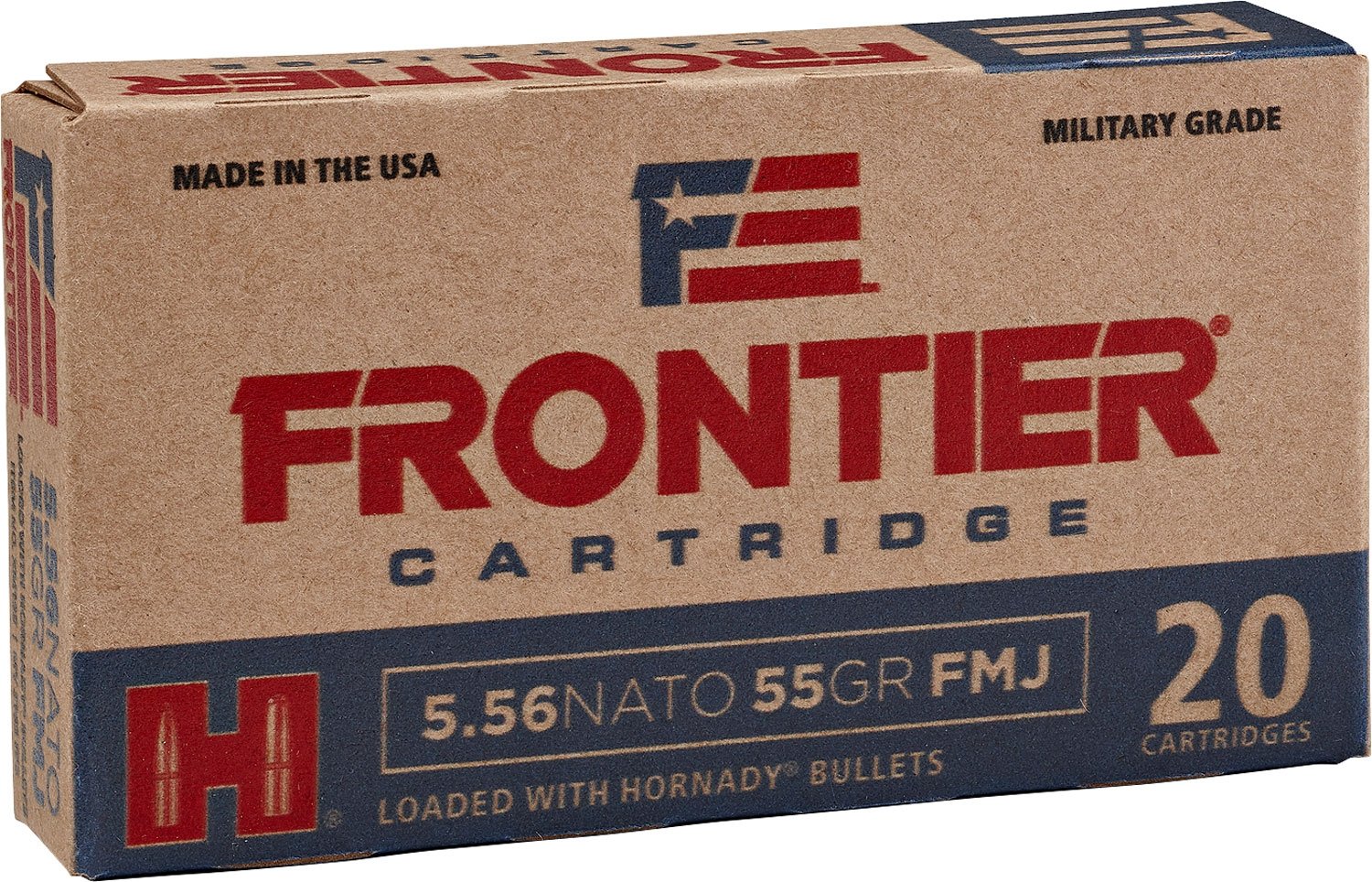 Hornady Frontier 5.56 NATO 55 Grain FMJ, 20 Rounds FR200