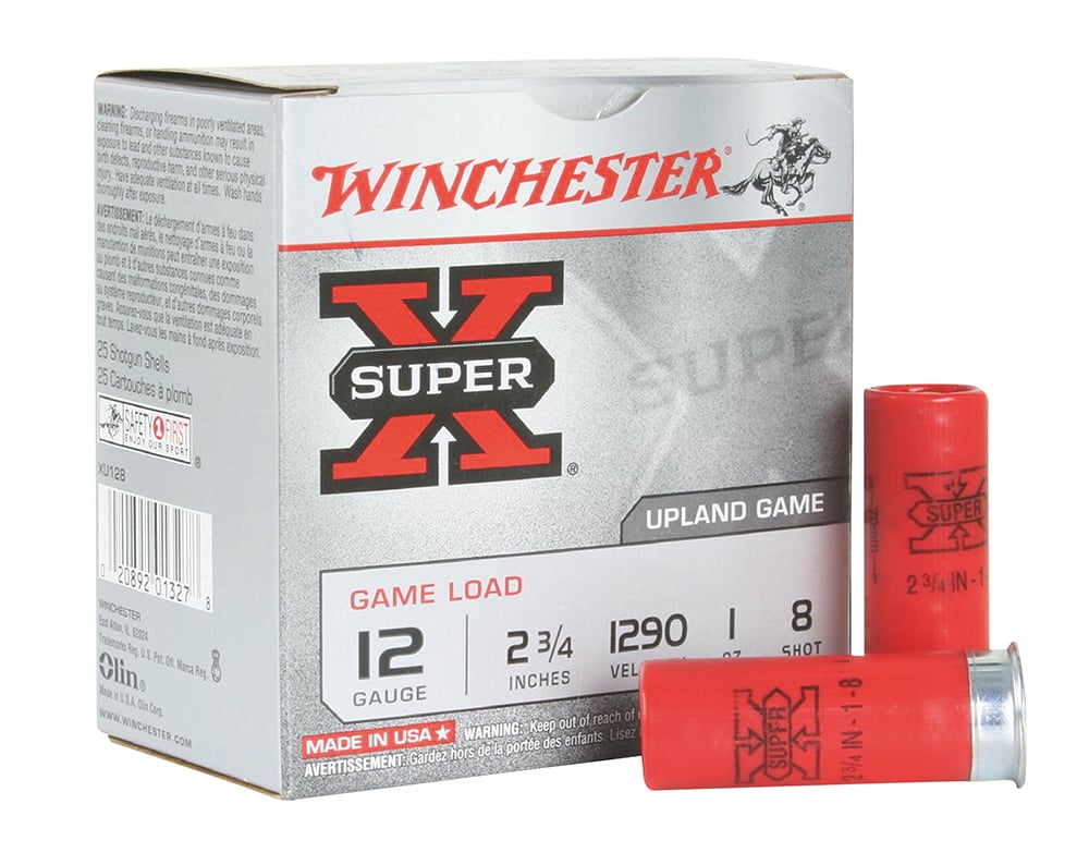 Winchester Super-X Game Load 12 Gauge 2.75" 1 oz. 8 Shot, 25 Rounds XU128
