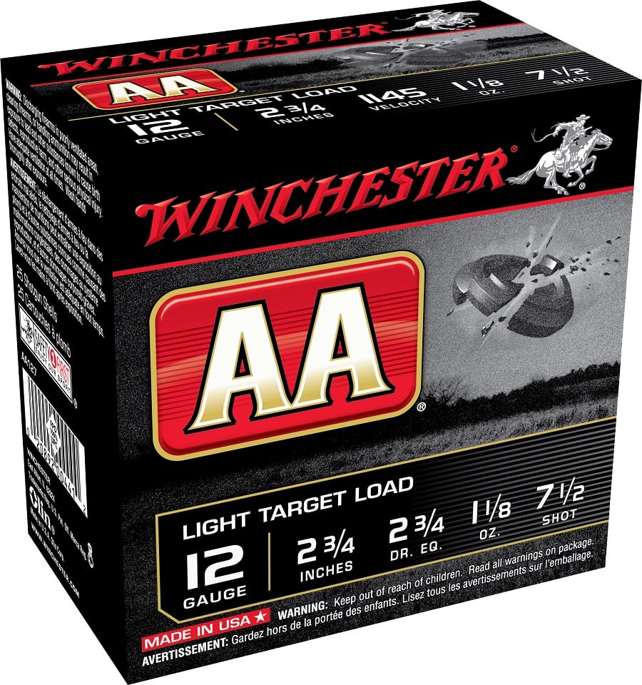 Winchester AA 12 GA 2-3/4" #7.5 Shot Light Target Load Shells 25RD AA127