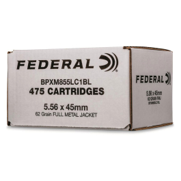 Federal XM855 Green Tip 5.56x45mm NATO, 62 Grain FMJ, 475 Rounds BPXM855LC1BL