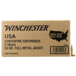 Winchester USA 5.56x45mm NATO, 55 Grain FMJ, 1000 Round Case USA556LK