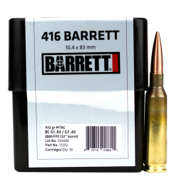 Barrett 416 Barrett 452GR MTAC Boat Tail Hollow Point Ammunition 10RD 17222