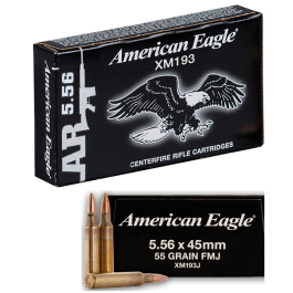Federal American Eagle 5.56x45mm, 55 Grain FMJ-BT, 500 Round Case XM193