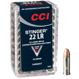 CCI Stinger .22LR 32GR Copper-Plated Hollow Point Ammunition 50RD 0050