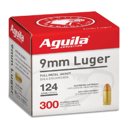 Aguila 9mm 124GR FMJ Ammunition 300RD 1E092108