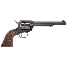 Heritage Rough Rider .22 LR Single Action Revolver RR22B6WBRN17, Wood Burn DTOM Grips 6rd 6.5