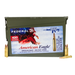 Federal American Eagle .223 Rem, 55 Grain FMJ, 420 Rounds in Ammo Can AE223BK420AC1