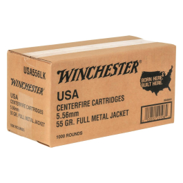 Winchester USA 5.56x45mm NATO, 55 Grain FMJ, 1000 Round Case WM1931000