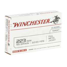Winchester USA .223 Remington 55GR FMJ Target Ammunition 20RD W223K