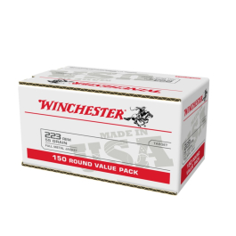 Winchester USA .223 Remington 55GR FMJ Brass Centerfire Ammunition 150RD W223150