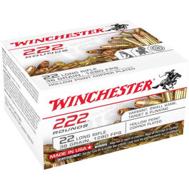 Winchester .22 LR 36 Grain Copper-Plated HP, 222 Rounds 22LR222HP