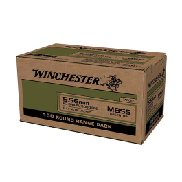 Winchester 5.56mm 62GR M855 Green Tip FMJ Ammunition 150RD Range Pack WM855150
