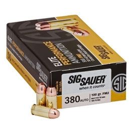 SIG Sauer Elite Performance .380 ACP Ammunition 50 Rounds 100 Grain Full Metal Jacket E380B1-50