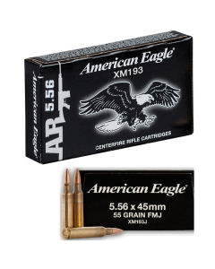 Federal American Eagle 5.56x45mm, 55 Grain FMJ-BT, 20 Rounds XM193