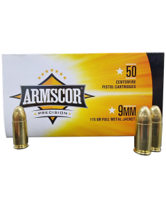 Armscor Precision 9mm 115 Grain FMJ Target Ammunition 50RD FAC9-2N