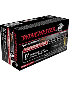 Winchester Varmint HV .17 WSM 20 Grain PT, 500 Round Case S17W20