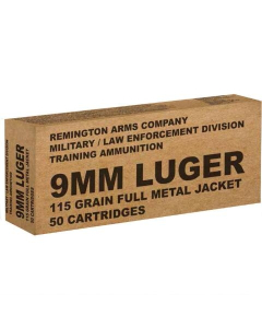 Remington Mil/LE Overrun 9mm Luger 115 Grain FMJ, 50 Rounds B9MM3