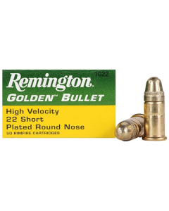 Remington Golden Bullet .22 Short, 29 Grain Plated Round Nose, 50 Rounds 21000