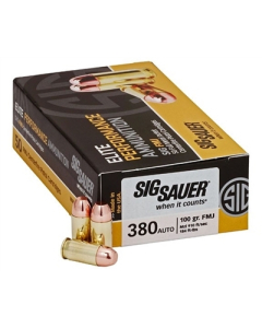 SIG Sauer Elite Performance .380 ACP Ammunition 50 Rounds 100 Grain Full Metal Jacket E380B1-50